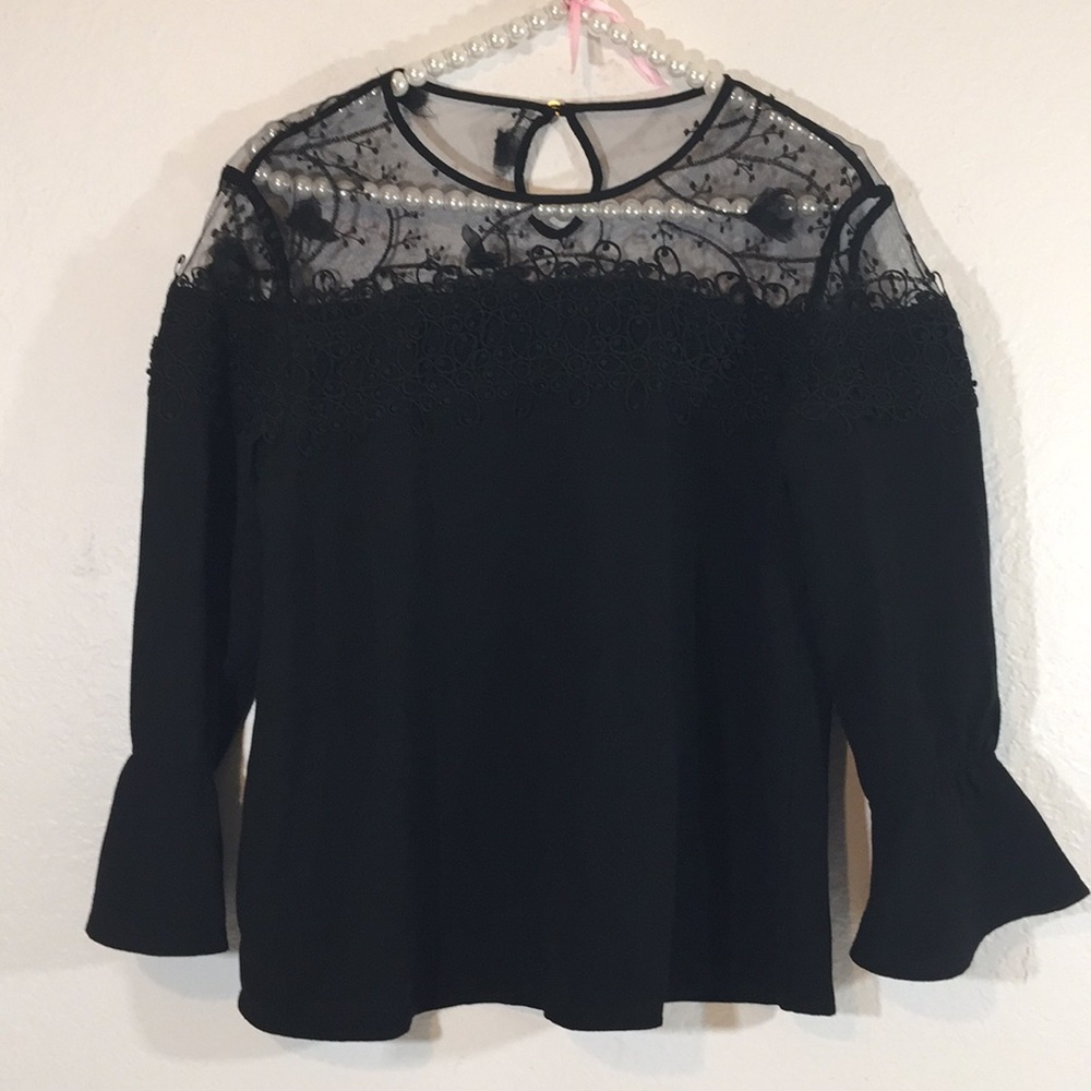 Marc New York Andrew Marc Lace Bell Sleeved Blouse
